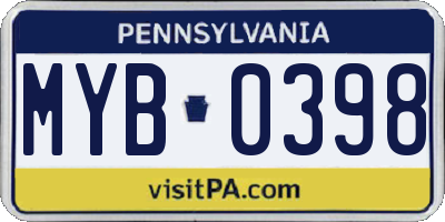 PA license plate MYB0398