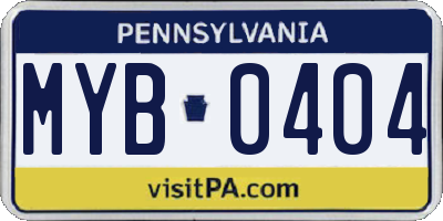 PA license plate MYB0404