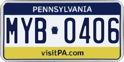 PA license plate MYB0406
