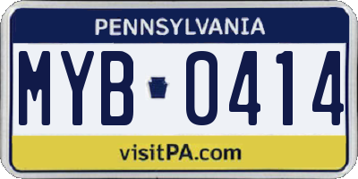 PA license plate MYB0414