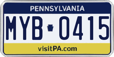 PA license plate MYB0415