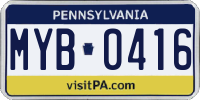 PA license plate MYB0416