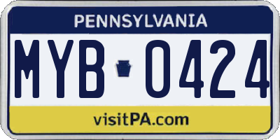 PA license plate MYB0424