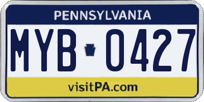PA license plate MYB0427