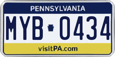 PA license plate MYB0434