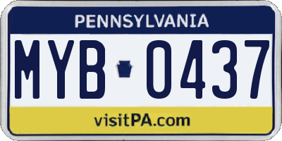 PA license plate MYB0437