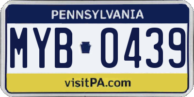 PA license plate MYB0439