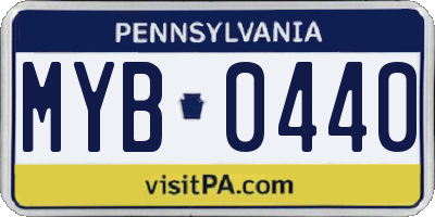 PA license plate MYB0440