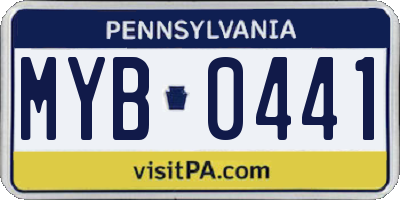 PA license plate MYB0441
