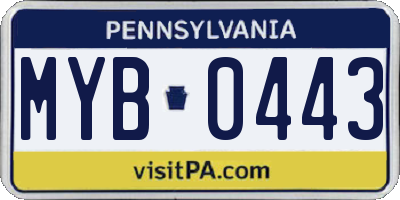PA license plate MYB0443