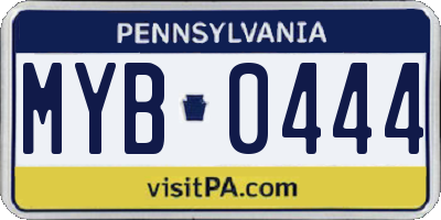 PA license plate MYB0444