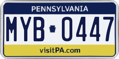 PA license plate MYB0447