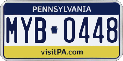 PA license plate MYB0448
