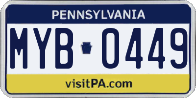 PA license plate MYB0449