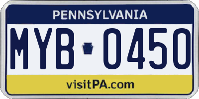 PA license plate MYB0450