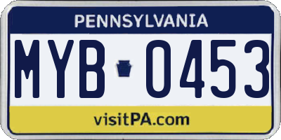 PA license plate MYB0453