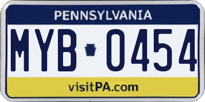 PA license plate MYB0454