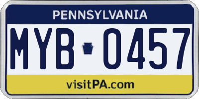 PA license plate MYB0457
