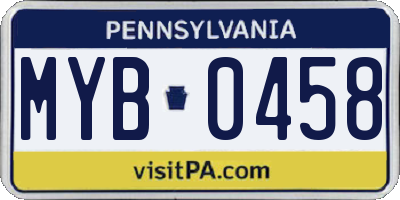 PA license plate MYB0458