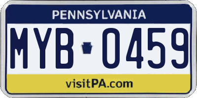PA license plate MYB0459