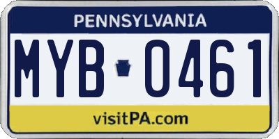 PA license plate MYB0461