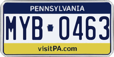 PA license plate MYB0463
