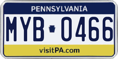 PA license plate MYB0466