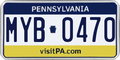 PA license plate MYB0470