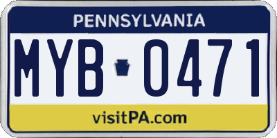 PA license plate MYB0471