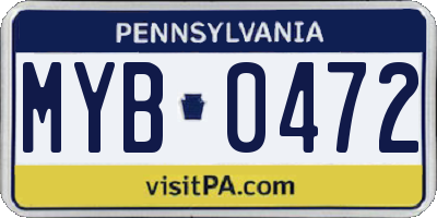 PA license plate MYB0472