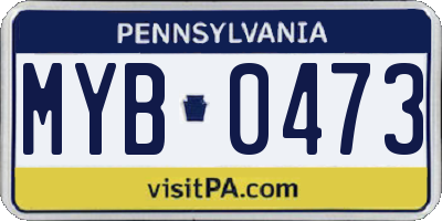 PA license plate MYB0473