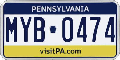 PA license plate MYB0474