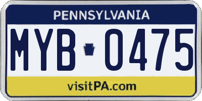 PA license plate MYB0475