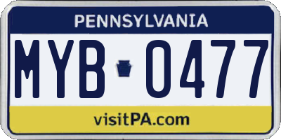 PA license plate MYB0477