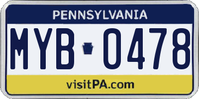 PA license plate MYB0478