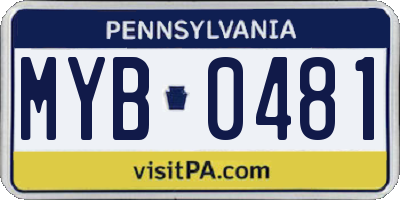 PA license plate MYB0481