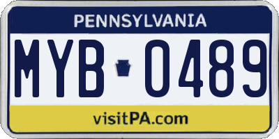 PA license plate MYB0489