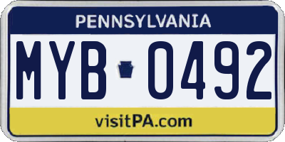 PA license plate MYB0492