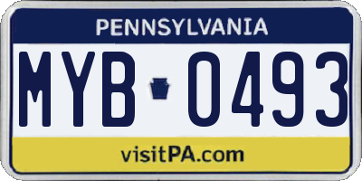 PA license plate MYB0493