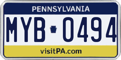 PA license plate MYB0494