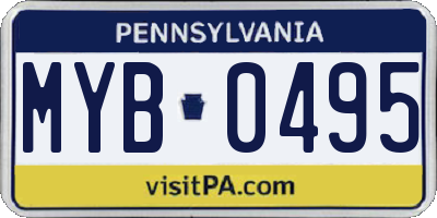 PA license plate MYB0495