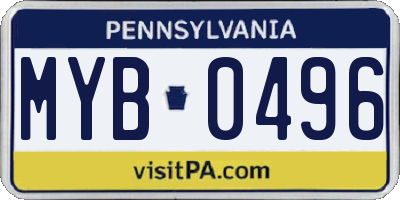 PA license plate MYB0496