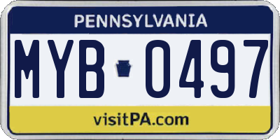 PA license plate MYB0497