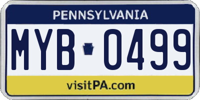 PA license plate MYB0499