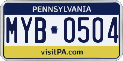 PA license plate MYB0504