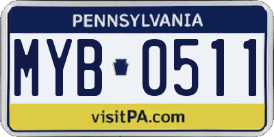 PA license plate MYB0511