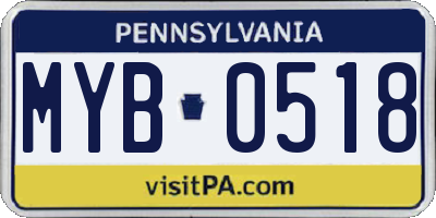 PA license plate MYB0518
