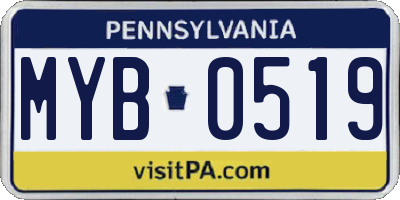 PA license plate MYB0519