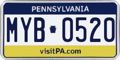PA license plate MYB0520