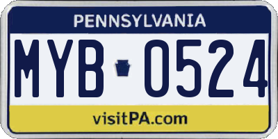 PA license plate MYB0524